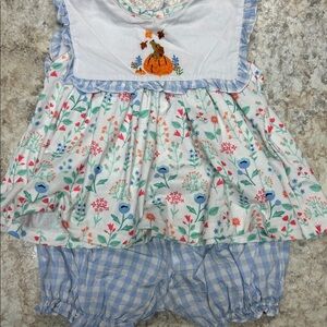 Busy Bee Smocks bloomer set  with Pumpkin Embroidery